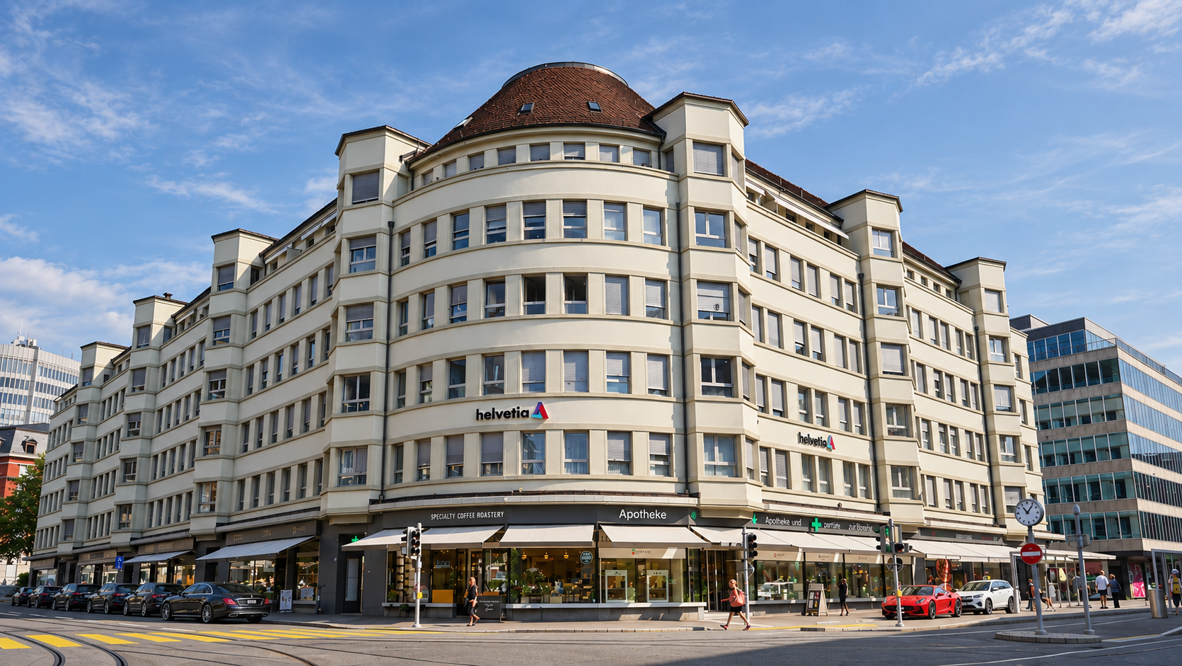 Gebäude der Zahnärzte Stockerstrasse an der Stockerstrasse 42 in Zürich Enge